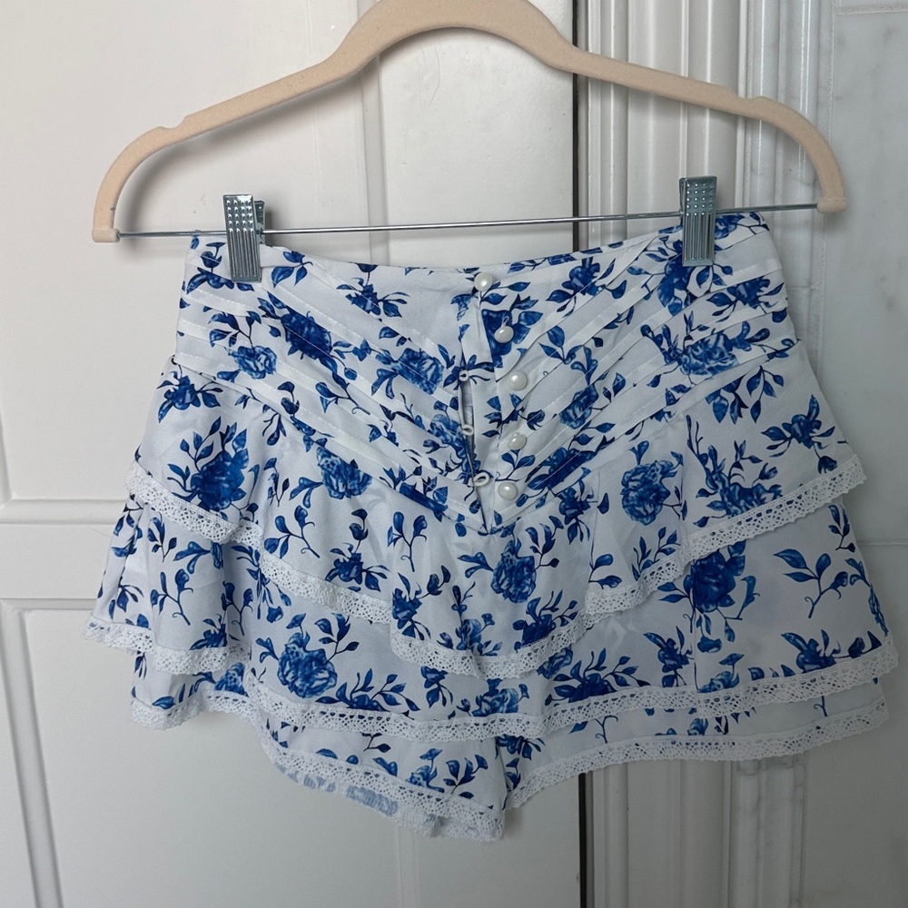 Blue Floral Ruffle Two-Piece Outfit - Picture 4 of 4